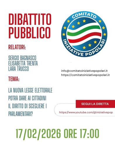 La nuova legge elettorale, darà ai cittadini il Diritto di scegliere i parlamentari?

@politica@feddit.it  

 -La scelta della legge elettorale accentuerà la contrapposizione tra Democrazia Liberale e l'Autocrazia?

-Il crescente astensionismo rischia di favorire la deriva autoritaria?

-S.Bagnasco, esperto di leggi elettorali, già vice-presidente Co. Re.Ra.
-E.Trenta, ex Ministro della Difesa, già presidente Co. Re.Ra.;
-Prof. L.Trucco, Prof. di Diritto Costituzionale UniGe.

https://youtube.com/@iniziativepop