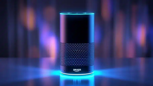 Dispositivo Alexa+ (un cilindro di colore scuro poggiato su un tavolo)