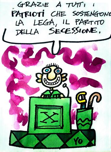 Politico sul podio - 'Grazie a tutti i patrioti che sostengono la Lega, il partito della secessione.'

#politica #lega #patriottismo #patrioti 